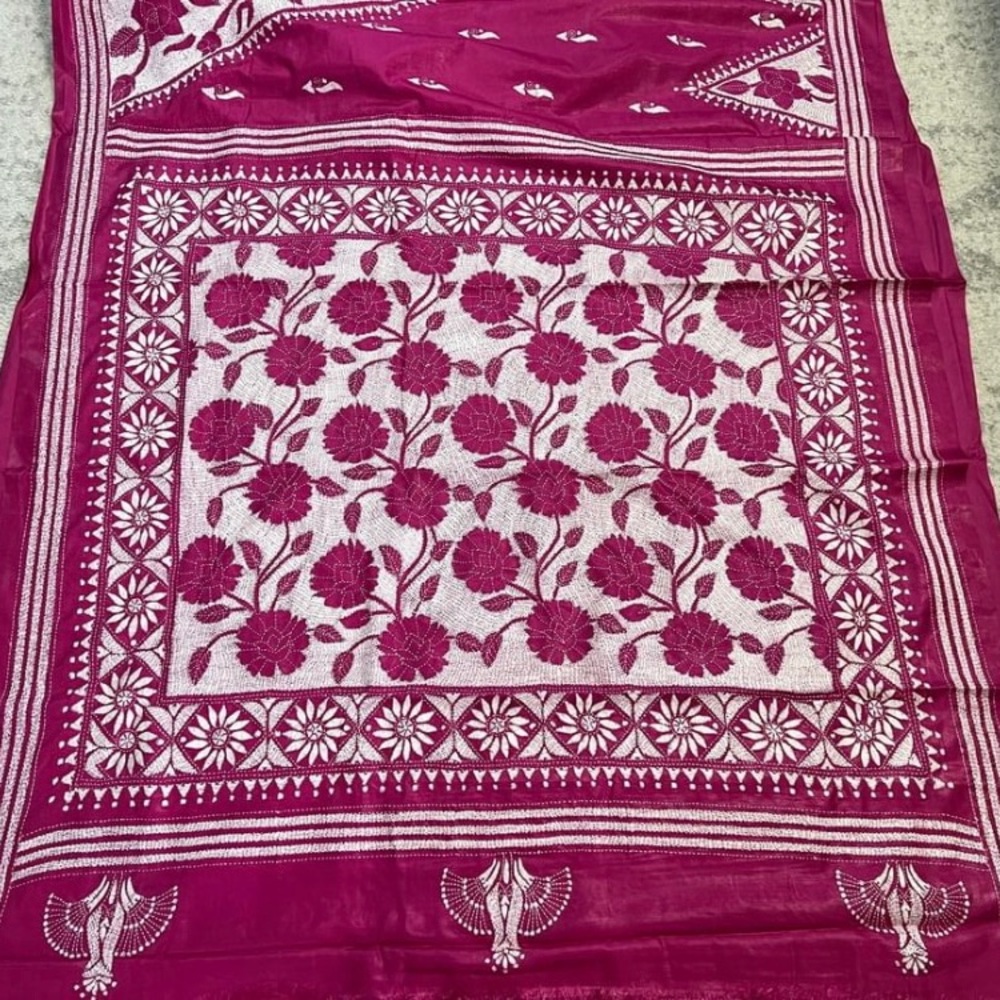 Reverse kantha stitch saree (Firm on price)